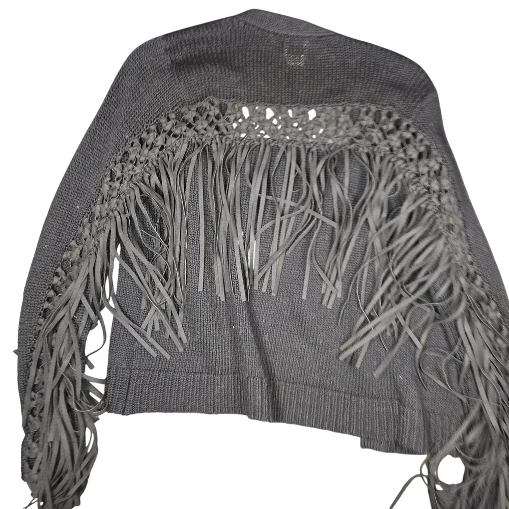 Haute Hippie Black Fringe Knit Open Front Cardigan Sweater XS - Picture 4 of 5